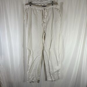 Caravan 100% Linen Pants Women's XL White Drawstring Pull On Pockets Lightweight
